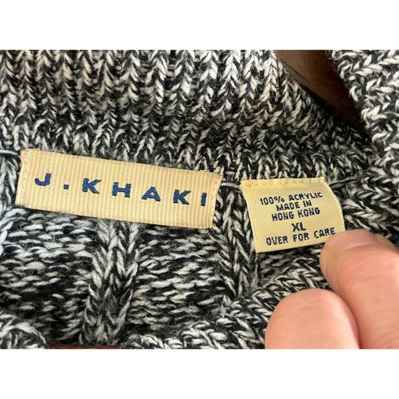 J. Khaki cardigan Black Gray knit collared Button Size XL - Picture 5 of 5